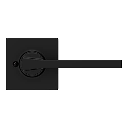 Kwikset Casey Dummy Door Handle, Single Sided Lever for Closets, French Double Doors, and Pantry, Matte Black Non-Turning Reversible Interior Push/Pull Lever, with Microban Protection (1 Count)