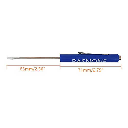 RASNONE 10pcs Magnet Top and Pocket Clips Pocket Screwdriver Strong Magnetic Slotted Mini Screwdriver Blue