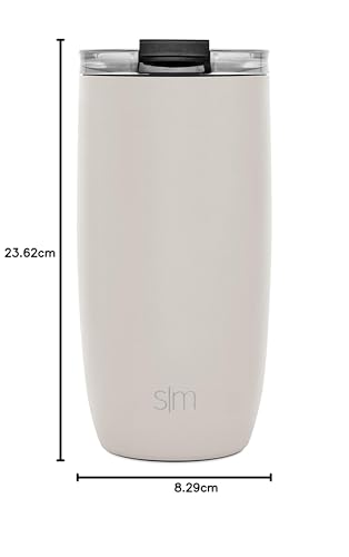 Simple Modern Travel Coffee Mug Tumbler with Flip Lid | Insulated Stainless Steel Iced Coffee Cup | Gifts for Women & Men | Voyager Collection | 470ml | Almond Birch