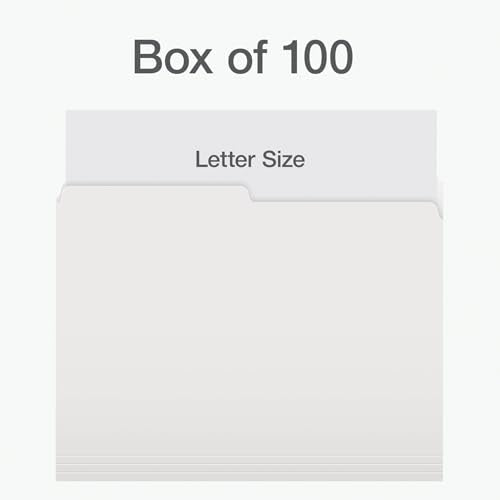 Pendaflex File Folders - Ivory Colour File Organizers, 1/2 Cut Tab, Letter Size, Durable Paper Stock, 100/Box, Ideal for Office, Home, and School Filing, Great with Hanging File Folders
