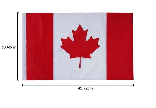 SYII Canada Flag 12x18 Inch Outdoor, Embroidered Canadian CAN Flags with 2 Brass Grommet and Sewn Stripes, Heavy Duty Nylon for Boat Yacht