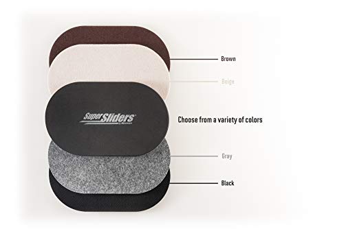 Super Sliders 5 3/4" x 9 1/2" Oval Reusable Furniture for Hard Surfaces - Effortless Moving and Surface Protection, Black (4 Pack)