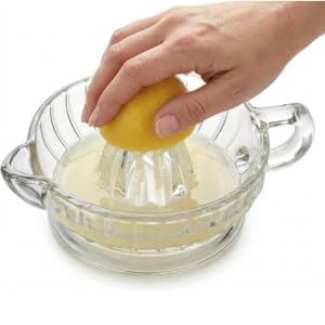 Manual Lemon Squeezer, Glass Juicer for Citrus Fruits, Oranges, Lemons, Limes, in Seconds, Modern Design, Crystal Glass, Handle, Pour Spout, Easy to Use, Widely Used,
