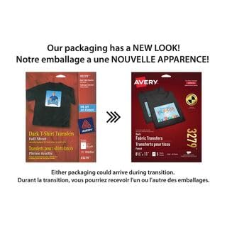 Avery Printable Dark Fabric Heat Transfer Paper, 8.5" X 11.5", for Inkjet Printers, 5 Sheets, Iron-On Transfer Paper, Customizable, White, Full Sheet and Cutting Machine Compatible, (03279)