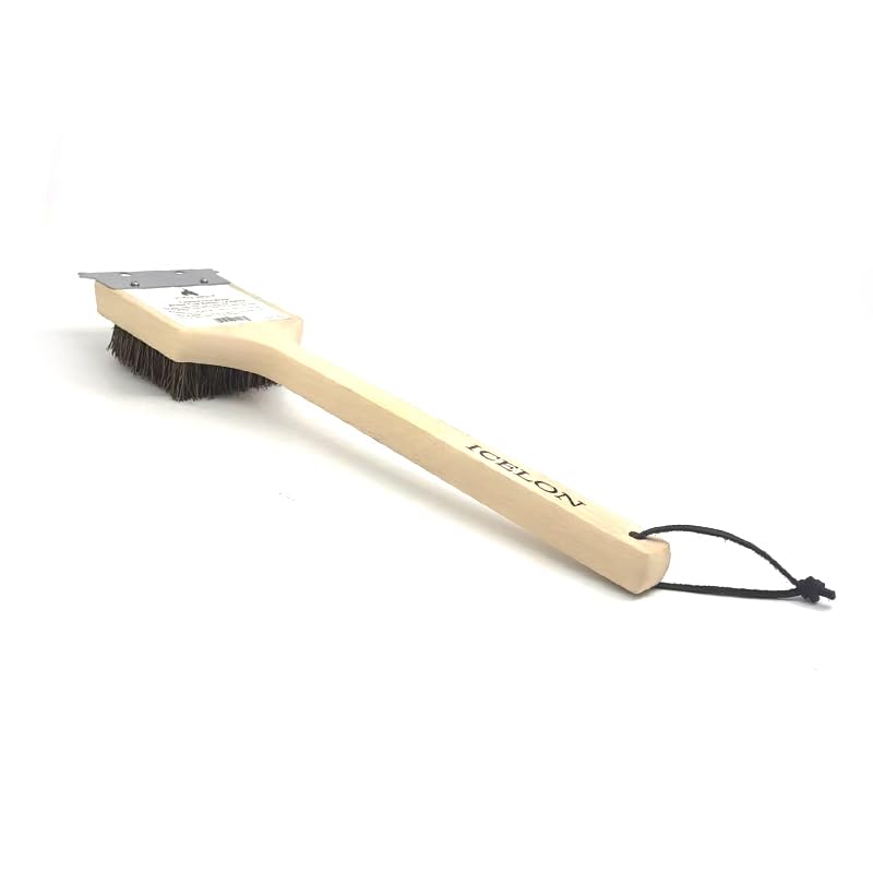 Deluxe Large Wood BBQ Brush Palmyra Bristles (Safe-Contains No Metal Bristles)
