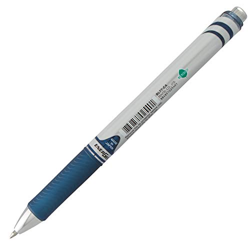 Pentel EnerGel Retractable Liquid Gel Rollerball, 0.7mm Medium Point, Navy Blue Ink, 3 Pens + 4 Refills