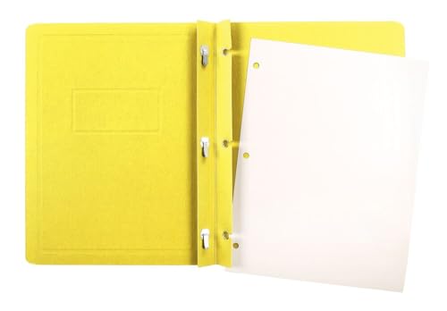 Oxford Duotang Panel & Border Report Cover, Letter Size, Vibrant Yellow, 100-Sheet Capacity, 25-Pack, Metal Fasteners, Adhesive Labels, Leatherette Finish for School or Office Use