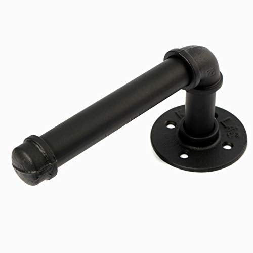 FS Colar 's Home Industrial Pipe Toilet Paper Holder ? Heavy Duty DIY Style, Wall Mounted Kit, Modern Chic Electroplated Black Iron Finish, Commercial Grade Metal, Slide TP Roller