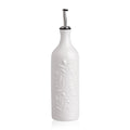 Sweejar Large Olive Oil Dispenser Bottle with Spout, 24 Oz Ceramic Oil Dispenser for Kitchen, Relief Opaque Oil Cruet, Oil Container for Cooking, EVOO, Avocado Oil, Vinegar, Pack of 1(White)