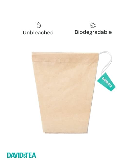 DAVIDsTEA Drawstring Tea Filters for Loose Leaf Tea, Pack of 200 Empty Tea Bags, OXO-Biodegradable Teabags, Ideal for Loose Tea Steeping, Tea Strainer Alternative