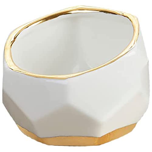 Kate Aspen Geometric Ceramic Planters, Mini Decorative Bowls (Set of 3) Small- Succulent Pots, Modern Decor, Shelf Decor, Desk, Table Décor, White