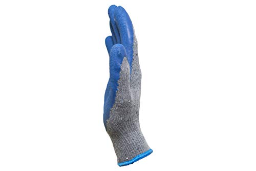 G & F Products - 3100L-DZ-Parent 12 Pairs Large Rubber Latex Double Coated Work Gloves for Construction, Gardening Gloves, Heavy Duty Cotton Blend Blue