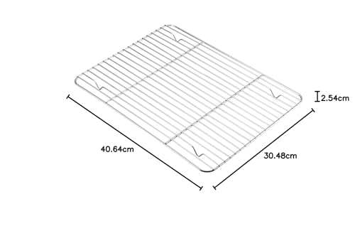 TeamFar Baking Sheet with Rack Set, Stainless Steel Baking Pan Tray Cookie Sheet with Cooling Rack, Non Toxic & Healthy, Easy Clean & Dishwasher Safe