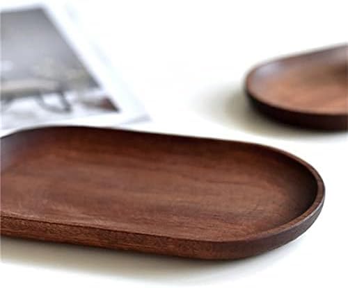 Linwnil 2 Pack Solid Wood Coffee Serving Platters and Trays of Natural Wood with Edge, Rectangular Avoid Sliding and Spilling Food (Walnut Trays x 2Pack)
