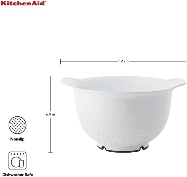 KitchenAid - Plastic Colander, Kitchen Tools (5qt, White)