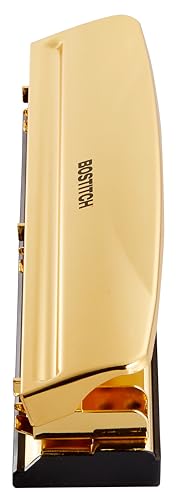 Bostitch Office 3 Hole Punch, 12 Sheet Capacity, Durable Metal, Gold Chrome, Rubber Base