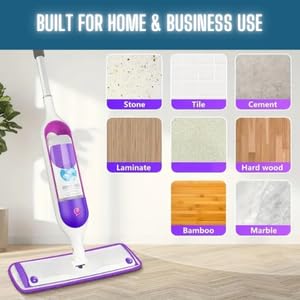Microfiber Replacement Mop Pads, 10 Pack Reusable Wet & Dry Mop Refills for Home & Commercial Floor Cleaning, Fits Most Flat Mops, 16.5 x 4.7 Inches (Purple)