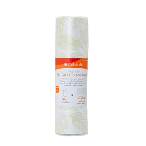Full Circle Tough Sheets Reusable Plant-Based Paper Towels – Super-Absorbent, Bamboo Towels - Multi-Use Cleaning Products - 30 Sheet Roll