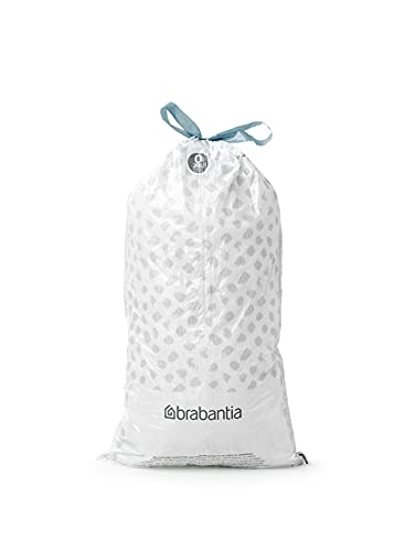 Brabantia PerfectFit Trash Bags (Size O/8 Gal) Thick Plastic Trash Can Liners with Drawstring Handles (40 Bags)