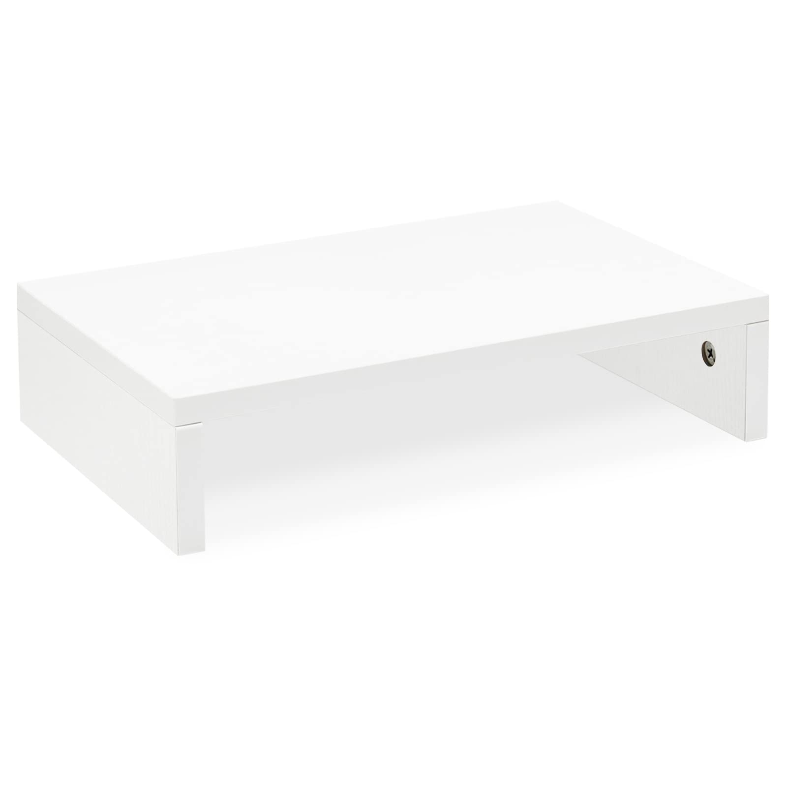TEAMIX Monitor Stand Riser-14.2 inch, Wood Monitor Riser with Storage for Desk Small Monitor Stand TV/Screen/PC/Laptop Riser Computer Stand Desktop Shelf (White, 36L x 24W cm)