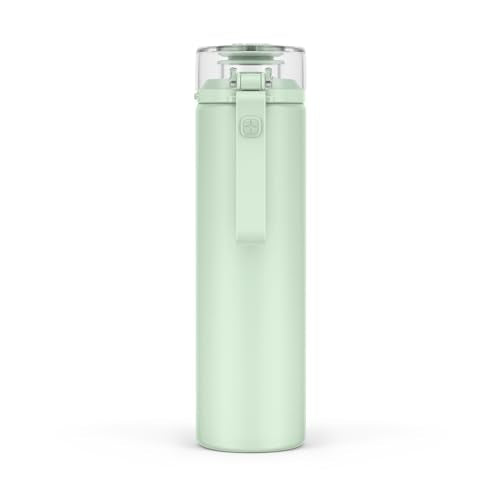 Ello Syndicate 20oz Reusable Glass Water Bottle with One-Touch Leak Proof Flip Lid, Protective Non-Slip Silicone Sleeve, Carry Loop for Coffee, Tea and Water, BPA-free, Dishwasher Safe, Sage