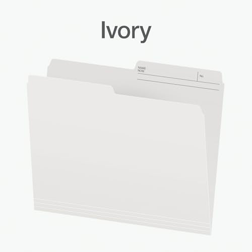 Pendaflex File Folders - Ivory Colour File Organizers, 1/2 Cut Tab, Letter Size, Durable Paper Stock, 100/Box, Ideal for Office, Home, and School Filing, Great with Hanging File Folders