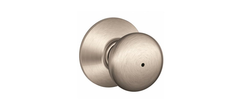 Schlage F40 PLY 619 Plymouth Door Knob with Standard Trim, Bed & Bath Privacy Lock, Satin Nickel