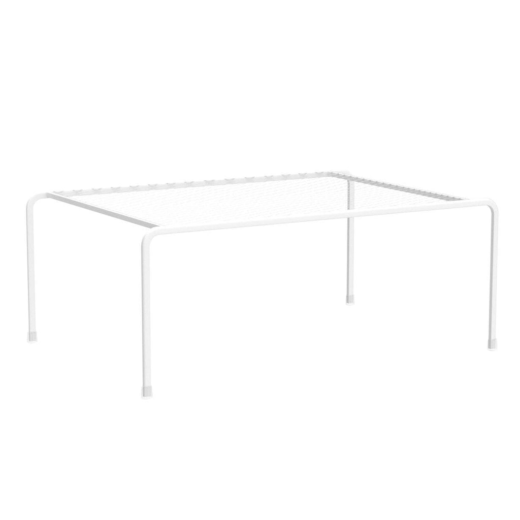 ROFAY 2-Pack Kitchen Cabinet Organizers and Storage Shelves, Metal Mesh Pantry Shelf Risers for Countertops and Cupboards, Expandable Rack for Dishes, Plates, Spices, and Jars - White