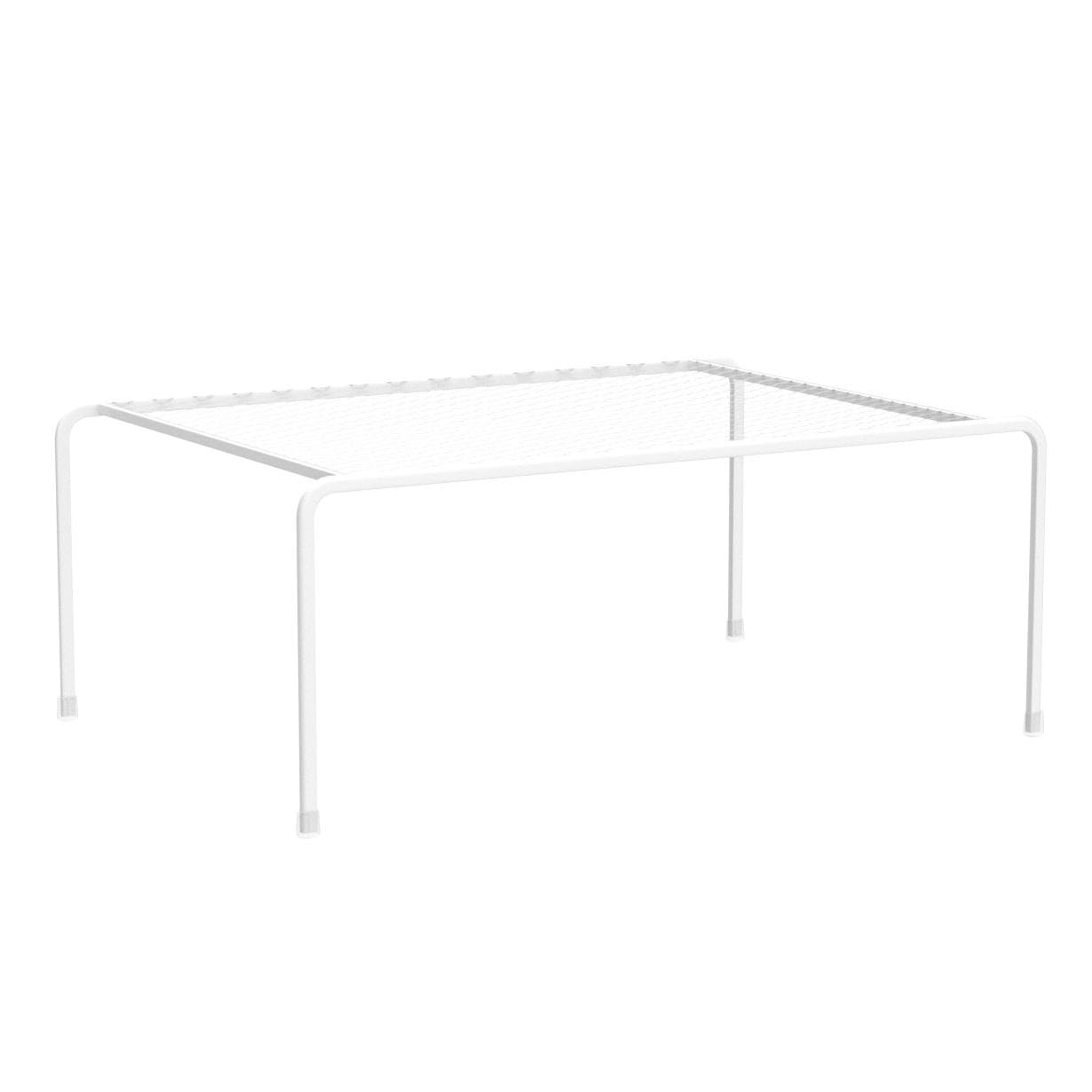 ROFAY 2-Pack Kitchen Cabinet Organizers and Storage Shelves, Metal Mesh Pantry Shelf Risers for Countertops and Cupboards, Expandable Rack for Dishes, Plates, Spices, and Jars - White