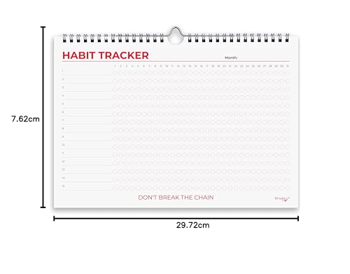 Hadigu Habit Tracker Calendar (Undated 12 Month) Colorful Motivational Design, Spiral Bound and Hanger, A4 Size (8,3"x11.7") Quality Heavy Paper, Monthly Habit Tracker Journal, Goal Tracker, Workout