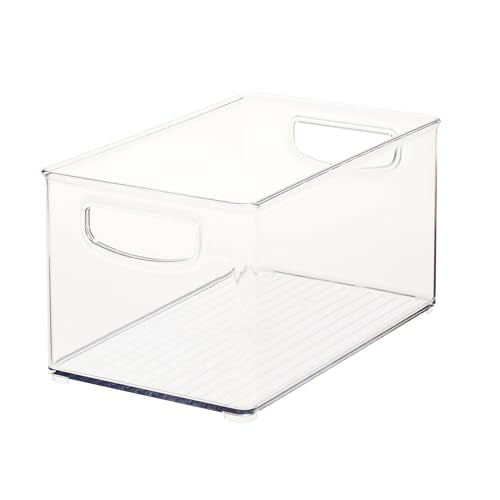 iDesign Plastic Storage Organizer Bin with Handles for Kitchen, Fridge, Freezer, Pantry, and Cabinet Organization, BPA-Free, Large