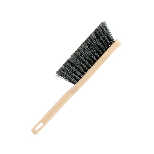 Restaurantware-Clean Tek Professional 13.78 Inch Counter Brush, 1 Heavy-Duty Hand Broom Brush - Flagged Bristles, Ergonomic Handle, Beige Plastic Cleaning Scrub, for Sweeping, Dusting, Woodworking