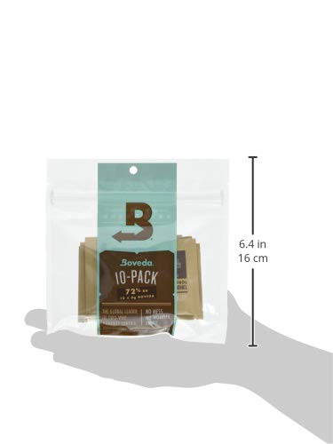 Boveda 72% Two-Way Humidity Control Packs for Storing Up to 5 Items – Size 8 – 10 Pack – for Small Wood & Leather Travel Cases – Moisture Absorbers – Humidifier Packs in Resealable Bag