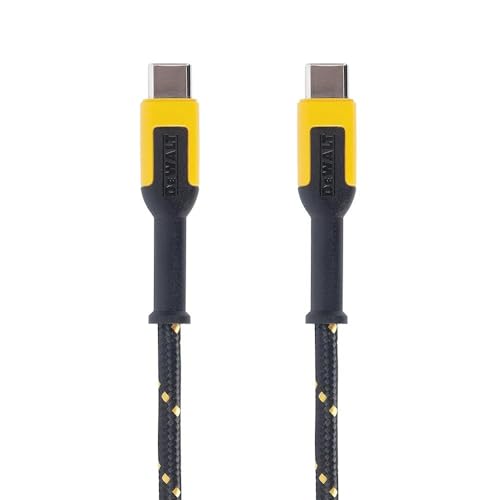 DEWALT Heavy Duty USB C Cable, Jobsite 60 Watt USB C Cable, High Speed Type-C to Type-C, Fast Charge PD USBC Fast Charging Cord for iPhone 17/16/15 Plus Pro Max MacBook iPad Samsung Galaxy, 6 ft