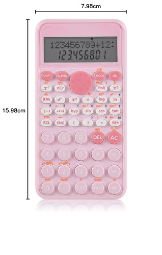 EooCoo 2-Line Standard Scientific Calculator, Portable and Cute School Office Supplies, Suitable for Primary School to College Student Use - Pink