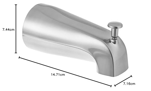 EZ-FLO 15089 Sturdy Zinc Slide-On Bath Tub Diverter Spout with Hex Wrench and Set Screw, 1/2-inch Copper Pipe, Chrome Finish