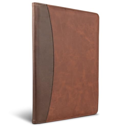 Samsill Two-Tone Padfolio, Resume Portfolio, Business Portfolio, with 8.5 x 11 Writing Pad, Brown and Dark Brown