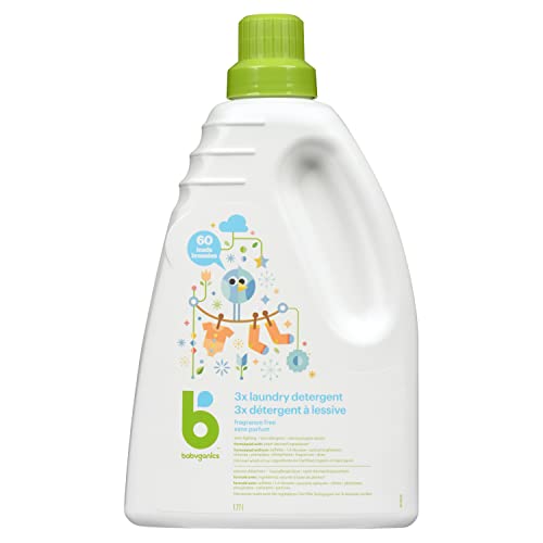 Babyganics Fragrance-Free Baby Laundry Detergent, Simple Ingredients for Gentle Care, Formulated for Delicate Fabrics & Skin, Dye Free, 1.77 Liter, Packaging May Vary