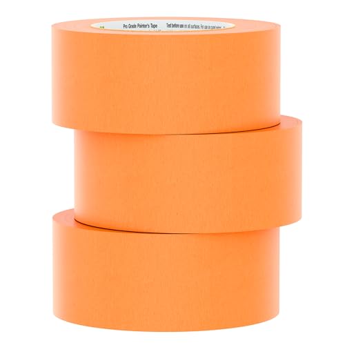 FrogTape ProGrade Orange Painters Tape, 2 Inch Wide (1.88 in. x 60 Yds), High Adhesion, Paint Tape for Indoor & Outdoor Applications, Orange, 3 Rolls (105673)