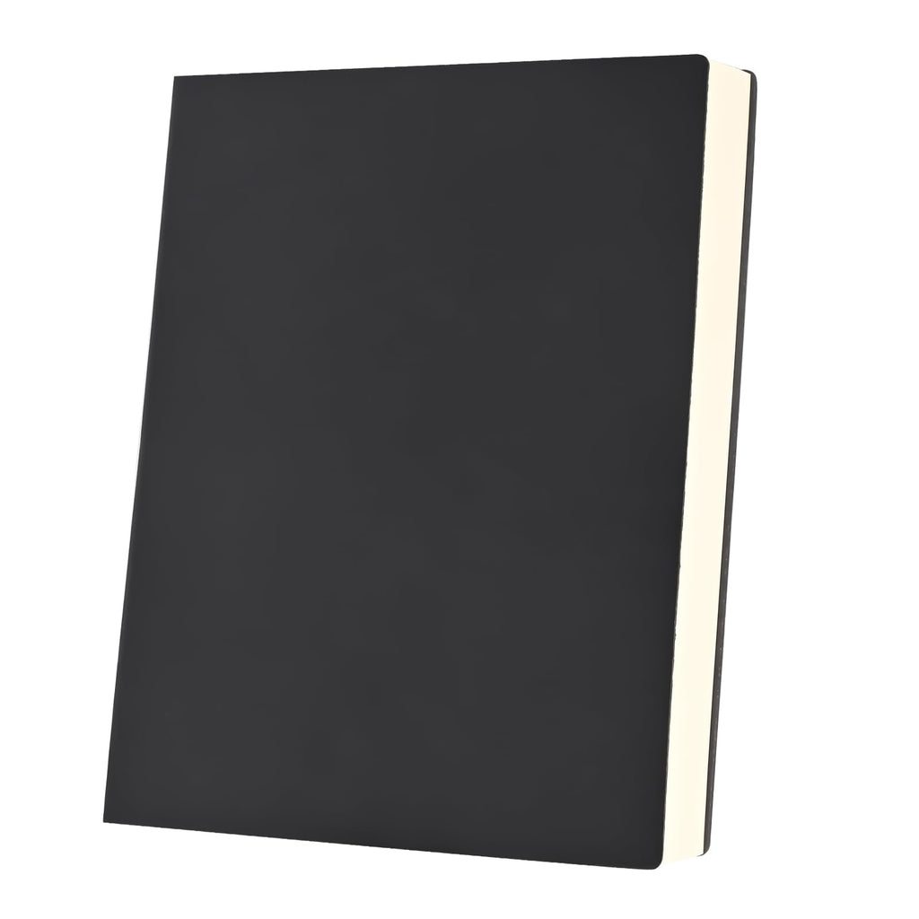 UIRIO A4 Wide Ruled Notebook, 8 x 11.5 in, Faux Leather Softcover, 200 Sheets / 400 Pages – Large Lined Writing Notebook for Work, Meetings & Notes (Black)