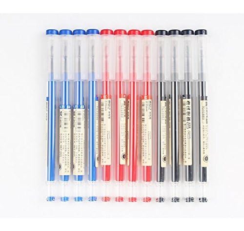 Gel Ink Pen Extra fine point pens Ballpoint pen Liquid Ink Rollerball Pens 0.35mm Premium Quick Drying Pen for Japanese Office School Stationery Supply 12 Packs (4 Black 4 Blue 4 Red)