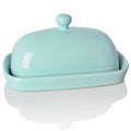 Sweejar Ceramic Butter Dish with Lid, Butter Keeper Container, East/West Coast Butter, 7 inches Butter Storage for Countertop (Turquoise)