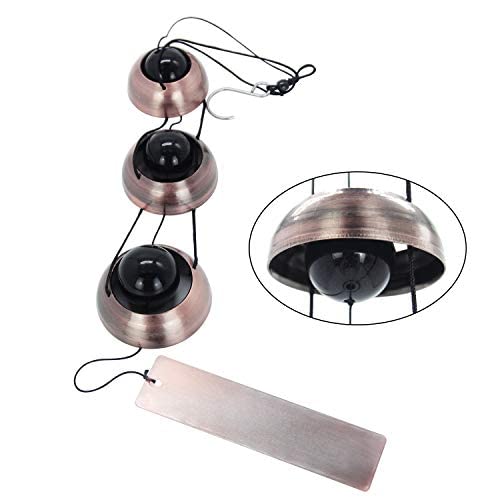 Temple Wind Chime, Red Copper Wind Chimes with 3 Bells, Feng Shui Wind Chimes for Home Yard Outdoor Decoration, A Great Memorial Wind Chime for Someone Who Loves Peace