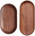 Linwnil 2 Pack Solid Wood Coffee Serving Platters and Trays of Natural Wood with Edge, Rectangular Avoid Sliding and Spilling Food (Walnut Trays x 2Pack)