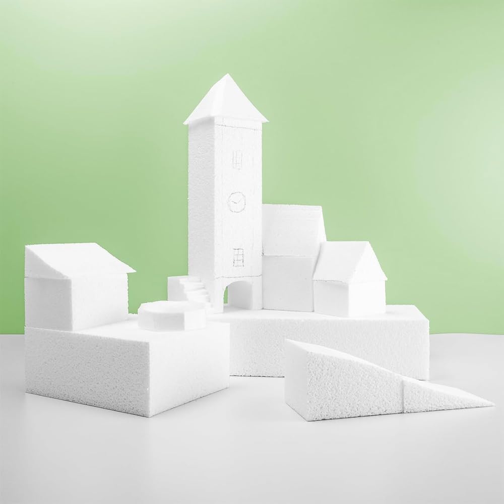 14 pieces Styrofoam Foam Board Sheets Block High Density Rectangle Blocks Craft Block Bricks for Arts And Crafts Modeling Centerieces White Hard DIY Arts Crafts Floral Arrangements Carving