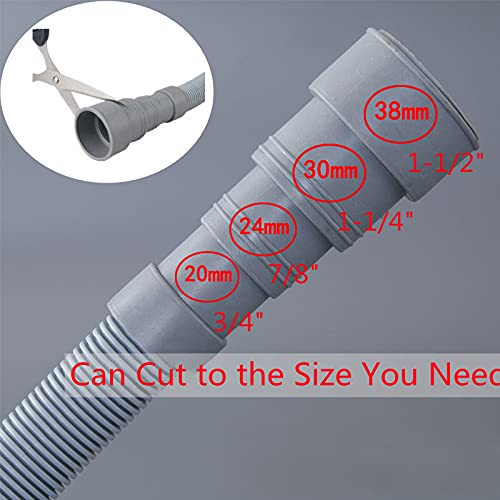 Lyplus Gray 10ft Heavy-Duty Polypropylene Drain Hose with Clamp, Universal Fit for Washing Machine & Dryer, 1-1/2 Inch Outlet, Fits Whirlpool, LG, GE, Samsung, Maytag