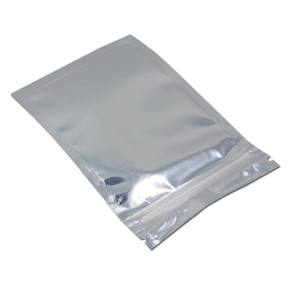 PABCK 200PCS Clear Aluminum Foil Packing Pouches for Zip Food Storage Resealable Lock Heat Sealable Zipper Lock Mylar Package Bag with Transparent Plastic Front (3.35x5.51 inches)