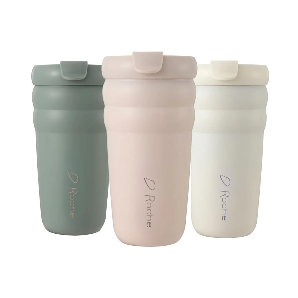 DRoche Travel Coffee Mug Tumbler with Flip Lid | Double Wall Insulated Stainless Steel Hot and Iced Coffee Cup | 20oz | BPA Free | Wide Mouth | Bubbles Collection (sugared Pink)