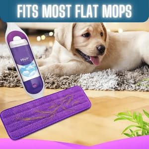 Microfiber Replacement Mop Pads, 10 Pack Reusable Wet & Dry Mop Refills for Home & Commercial Floor Cleaning, Fits Most Flat Mops, 16.5 x 4.7 Inches (Purple)