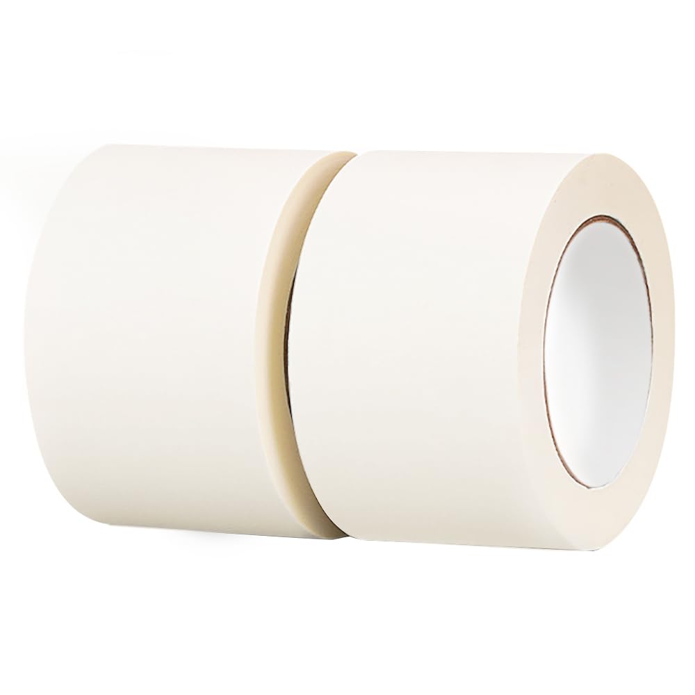 HEYSTYLE Masking Tape 3 Inches x 55 Yards (75mm x 50m) - 2 Rolls, No Residue Beige White Painters Tape, Craft Tape, Strong Adhesive Decorative Tape for Painting, DIY, Arts, Crafts, Labeling